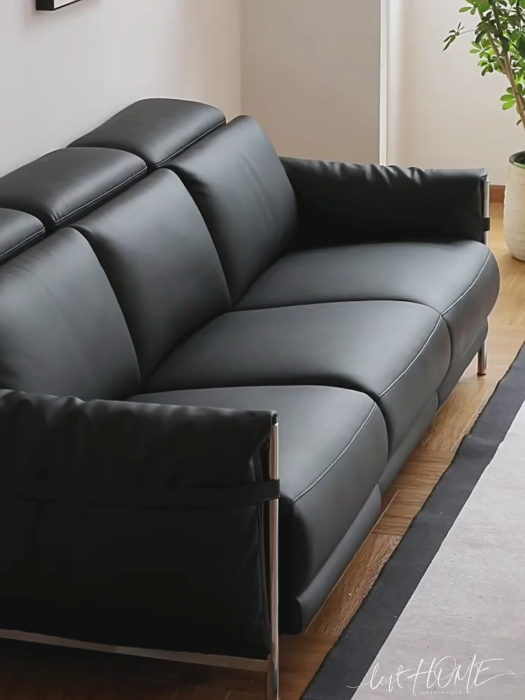 Minimalist genuine leather electric recliner 2 seater sofa calmera material variants.