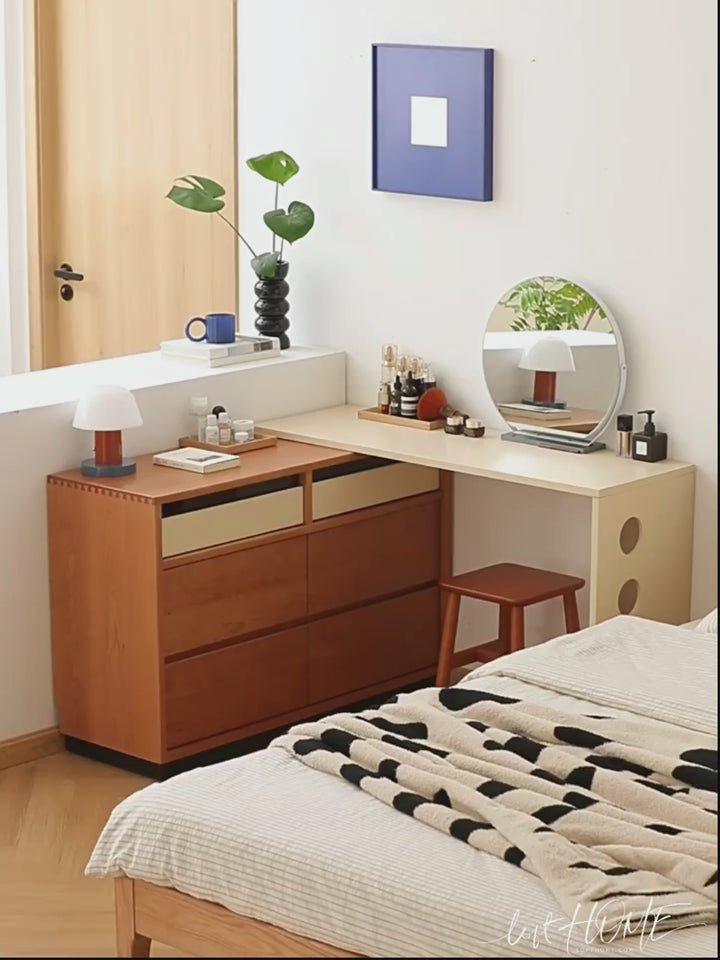 Scandinavian cherry wood dressing table timeless detail 4.