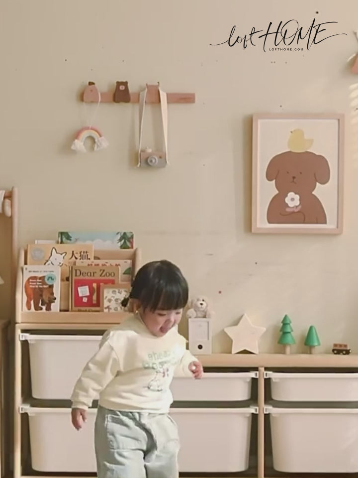 Scandinavian poplar wood kids storage drawer cabinet cubby detail 23.