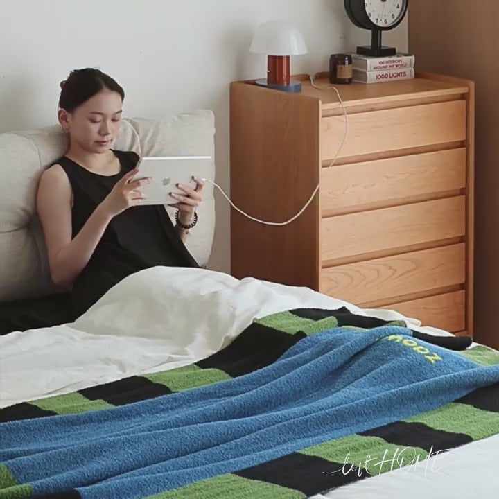 Scandinavian cherry wood chest of drawers vista color swatches.