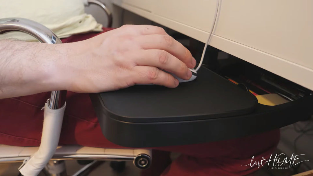 Modern plastic under desk swivel storage tray with mouse platform decor situational feels.