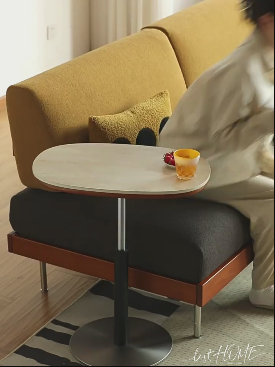 Scandinavian sintered stone height adjustable side table roman detail 5.