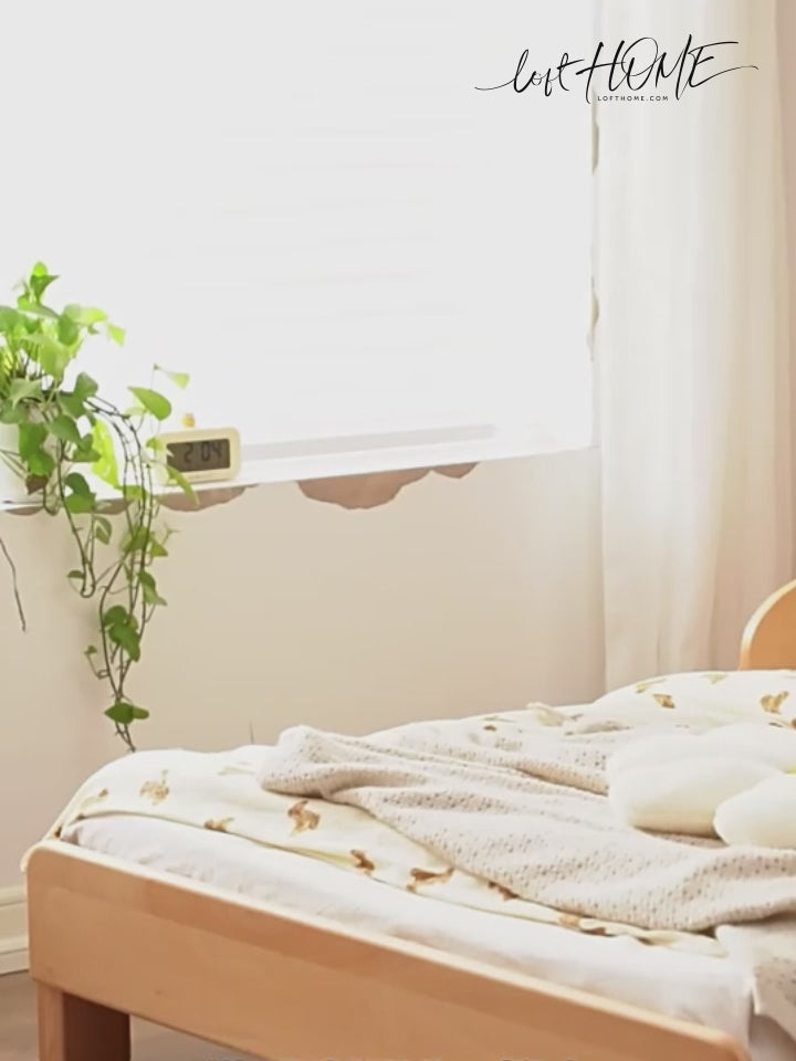 Scandinavian beech wood cat scratch resistant fabric leather kids bed nestle detail 17.