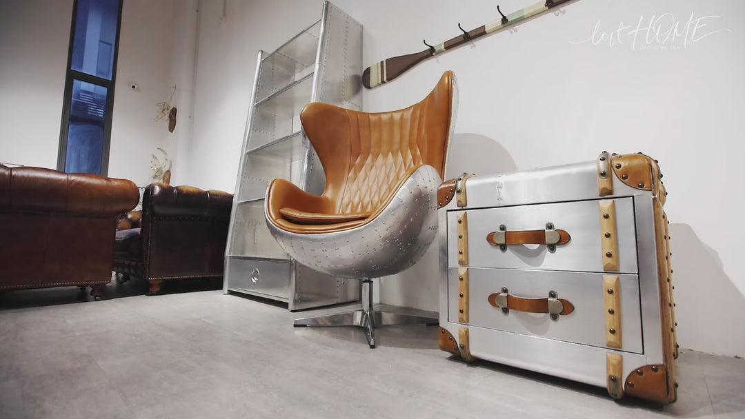 Industrial aluminium 1 seater sofa egg detail 2.