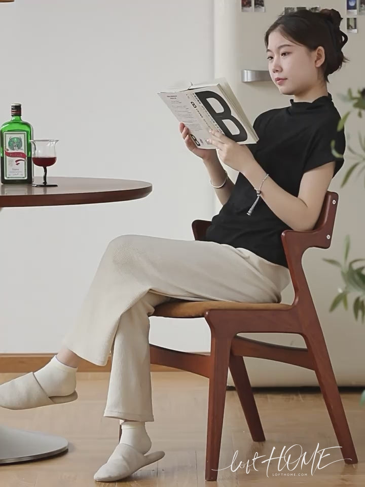 Vintage beech wood chenille velvet fabric dining chair zeta detail 21.