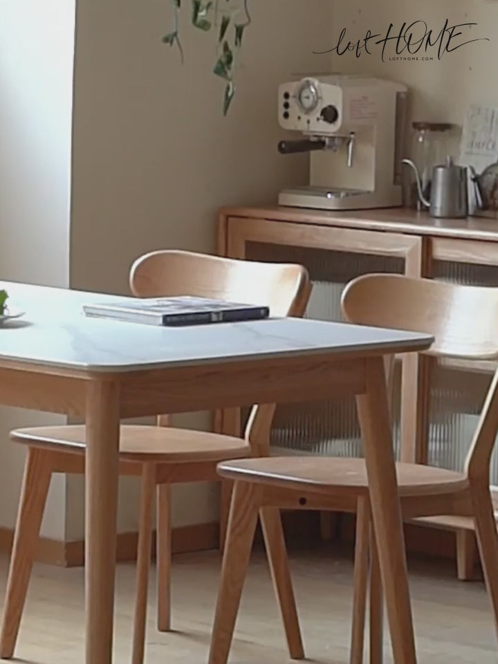 Scandinavian oak wood dining chair elm detail 7.