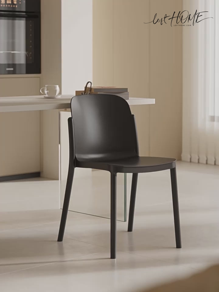 Contemporary plastic stackable dining chair glint detail 13.
