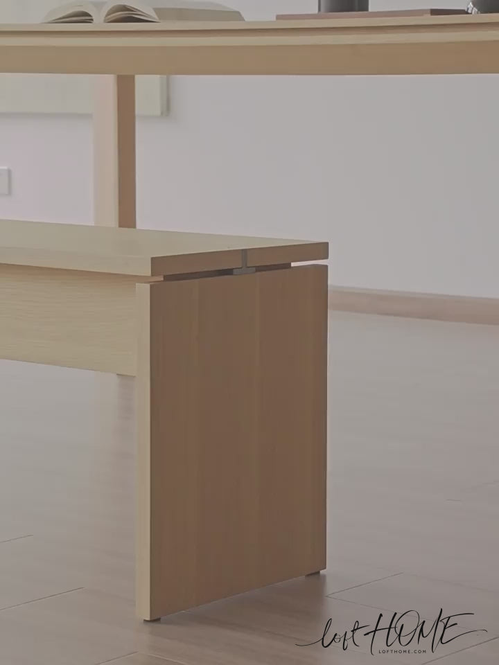 Minimalist oak wood veneer plywood dining bench horizon detail 5.