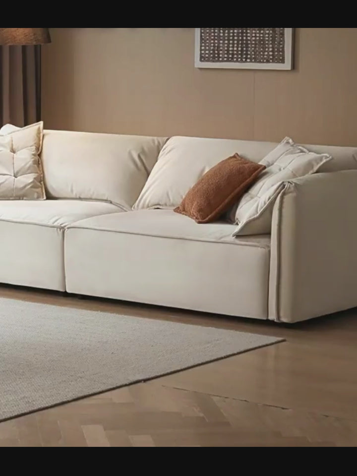 Modern Suede Fabric Sectional 4 Seater Sofa LOOMA