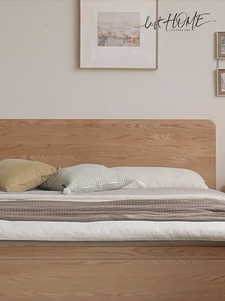 Scandinavian oak wood storage bed solace detail 4.