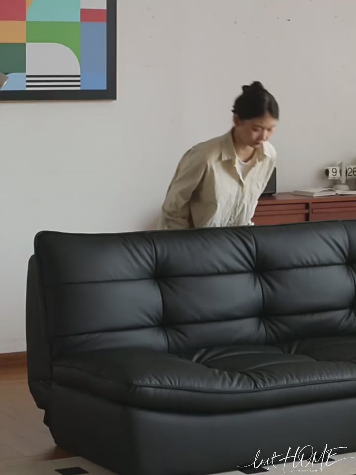 Vintage Microfiber Leather 3 Seater Sofa Bed LIE FLAT