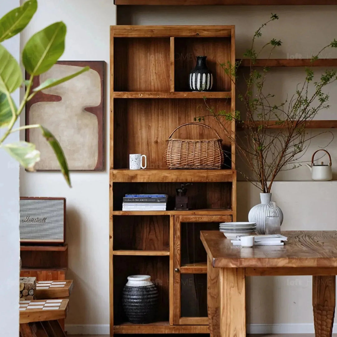 Rustic elm wood cabinet tyrant elm in real life style.