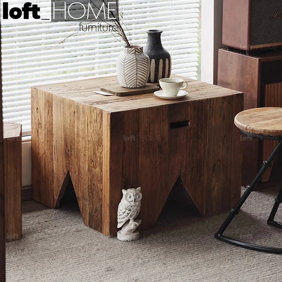 Rustic elm wood coffee table fortress elm primary product view.