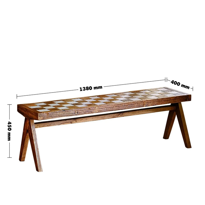 Rustic elm wood dining bench chess elm size charts.