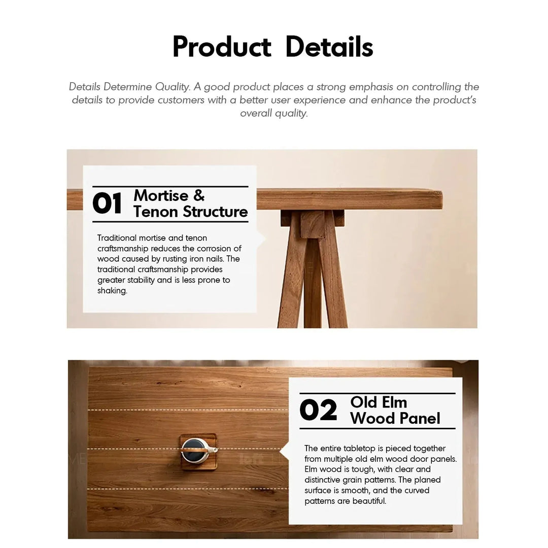 Rustic elm wood dining table craft elm conceptual design.