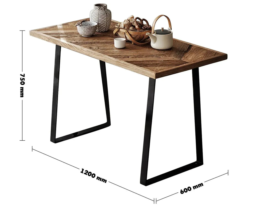 Rustic elm wood dining table fishbone elm size charts.
