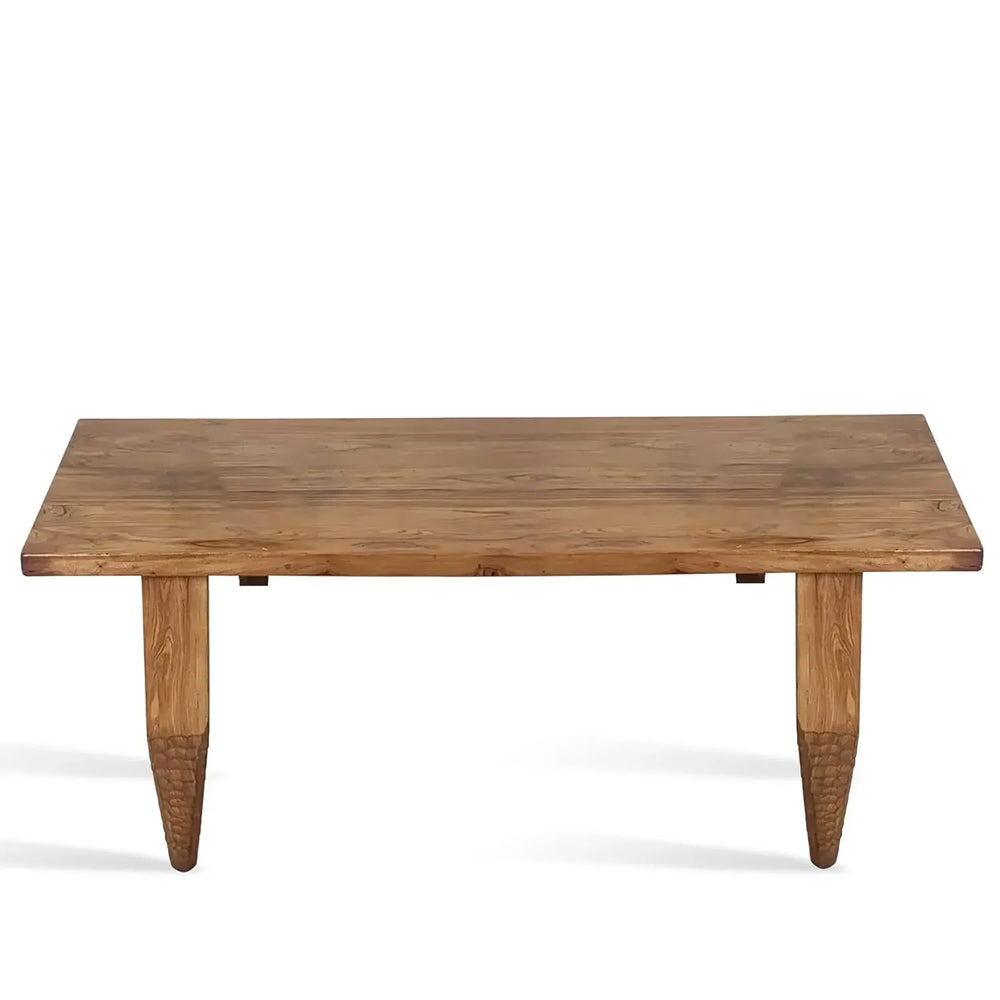 Rustic elm wood dining table kirin elm in white background.