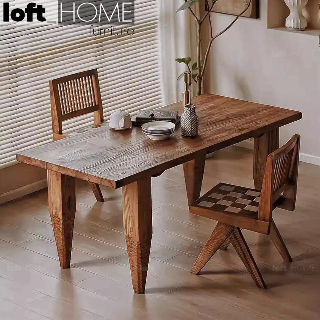 Rustic elm wood dining table kirin elm primary product view.