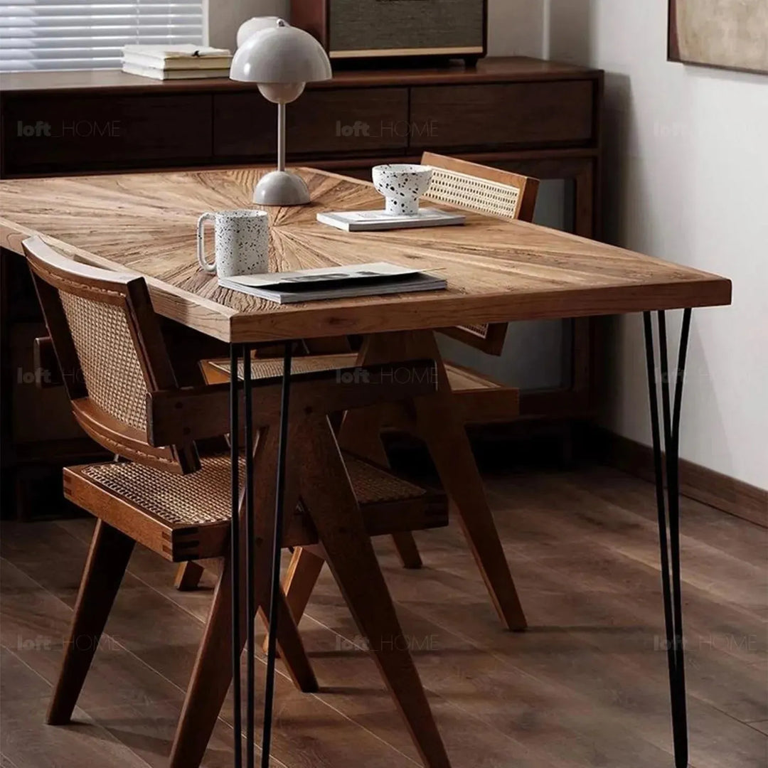 Rustic elm wood dining table ordinary elm material variants.