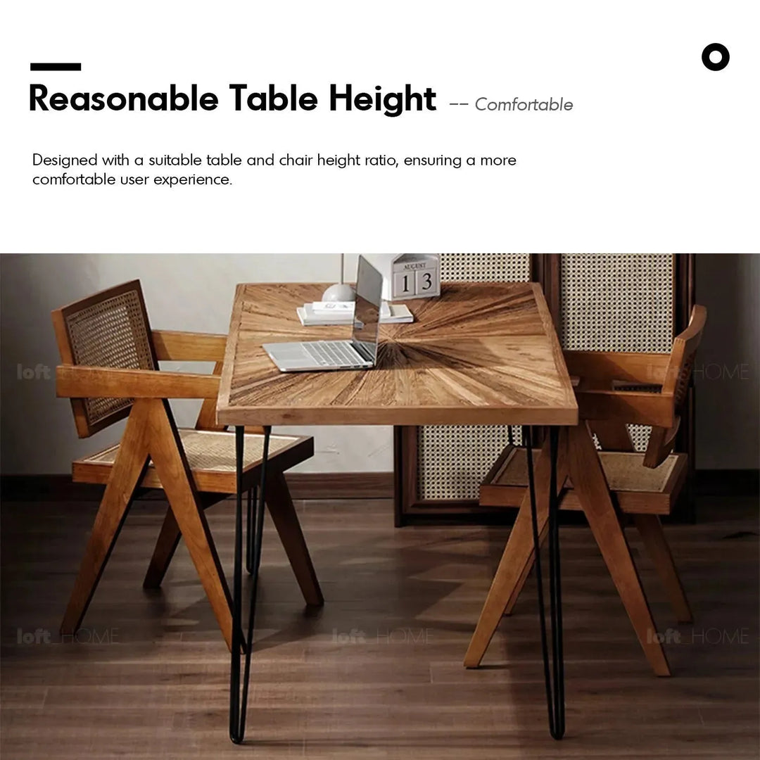 Rustic elm wood dining table ordinary elm in still life.