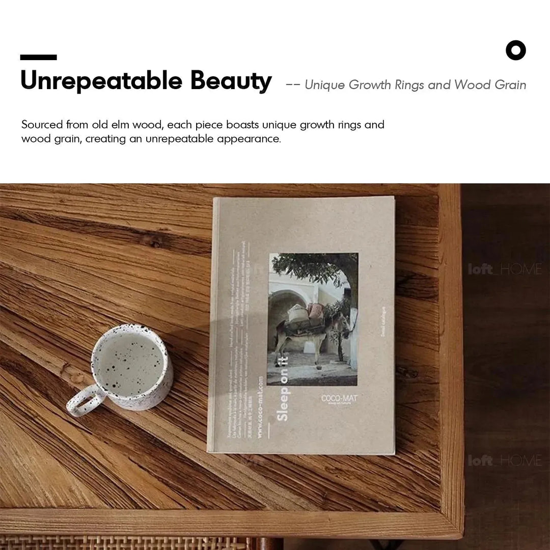 Rustic elm wood dining table ordinary elm environmental situation.