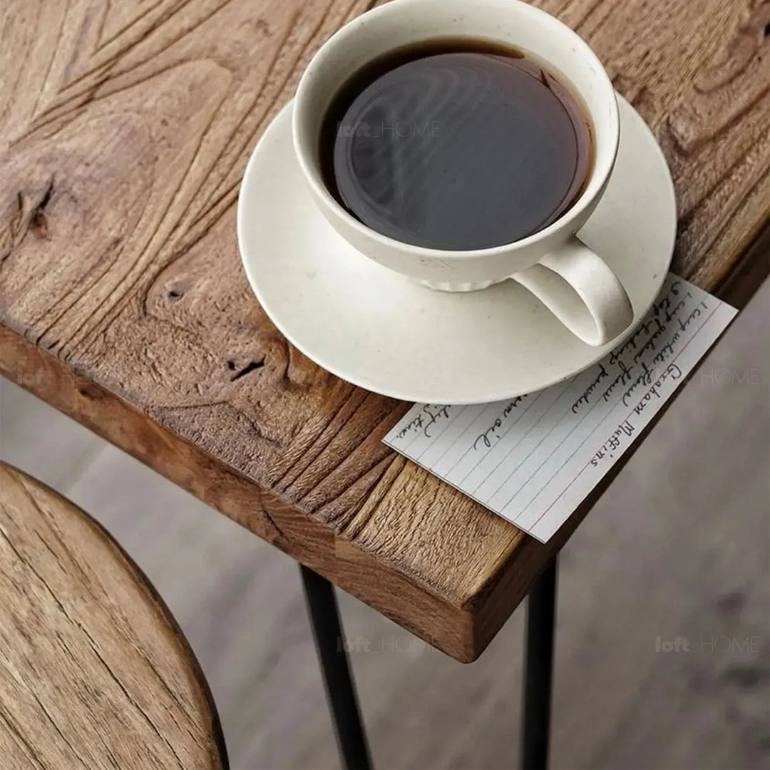 Rustic elm wood foldable square coffee table zenith elm in details.