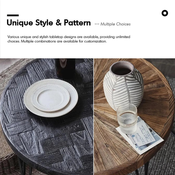 Rustic elm wood round coffee table aura elm situational feels.