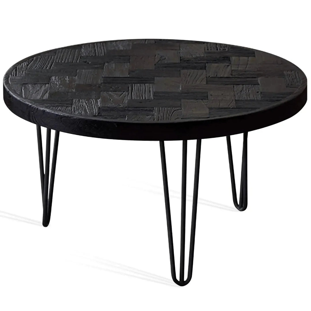 Rustic elm wood round coffee table aura elm detail 5.