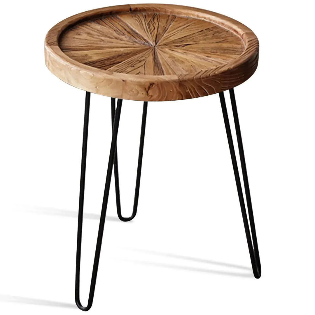 Rustic elm wood round side table eclat elm detail 6.