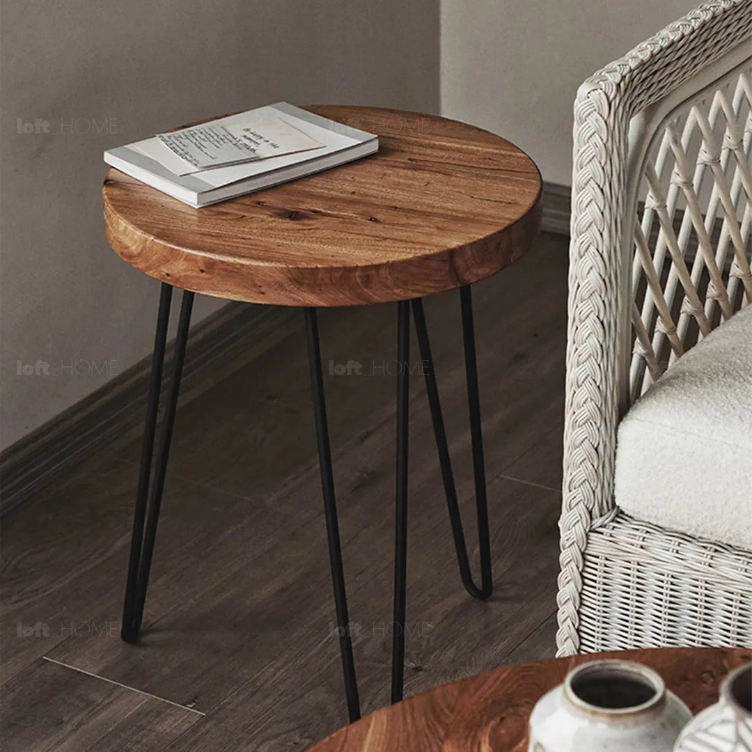 Rustic elm wood round side table eclat elm situational feels.