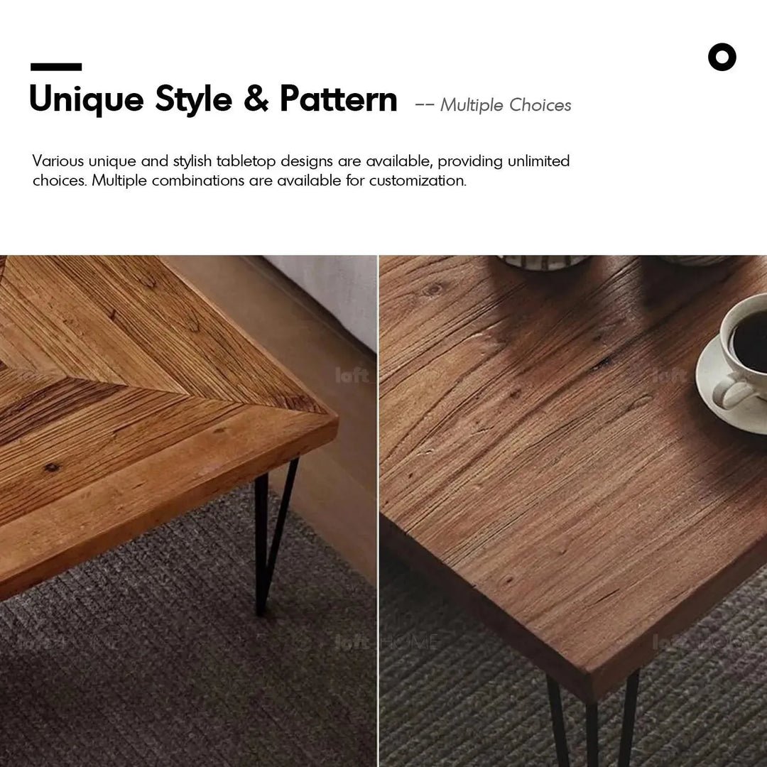 Rustic elm wood square coffee table vertigo elm environmental situation.