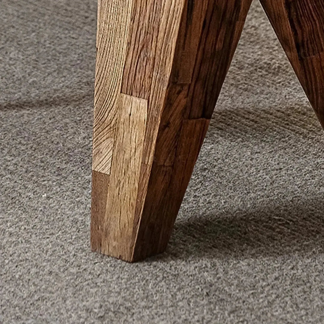 Rustic elm wood stool polygon elm with context.