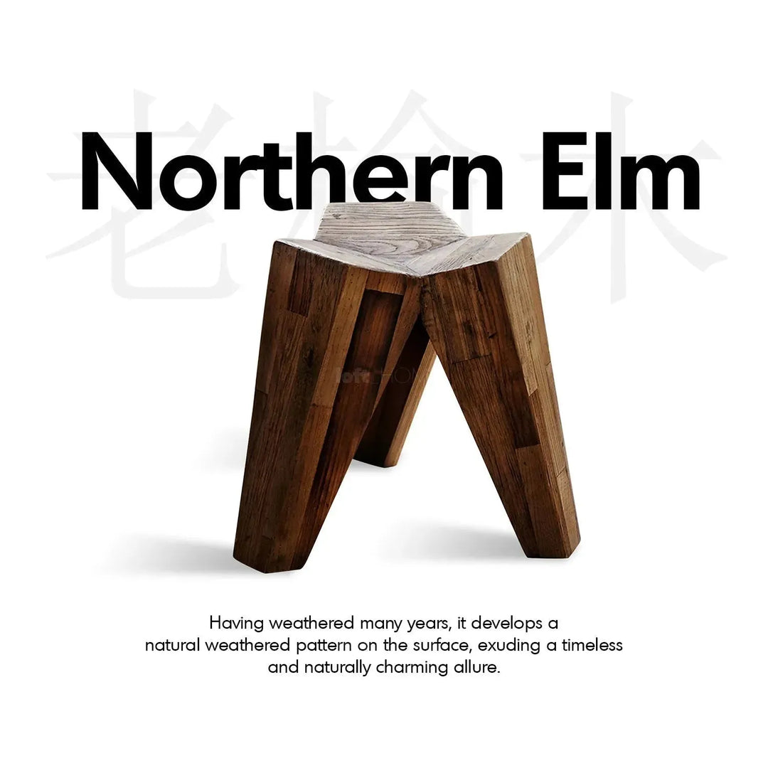 Rustic elm wood stool polygon elm situational feels.