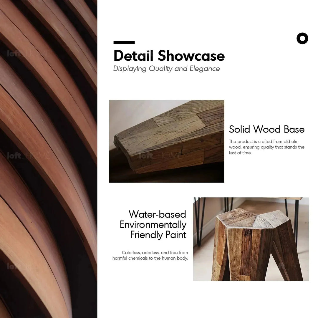 Rustic elm wood stool polygon elm conceptual design.