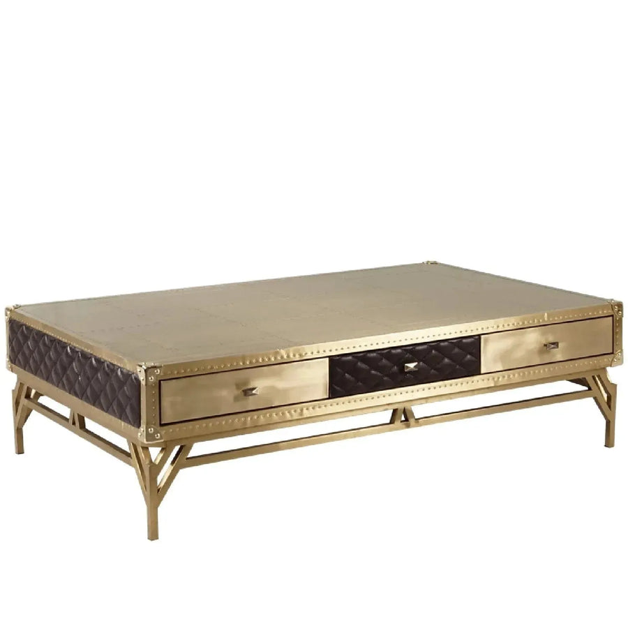 Vintage genuine leather coffee table osmond in white background.