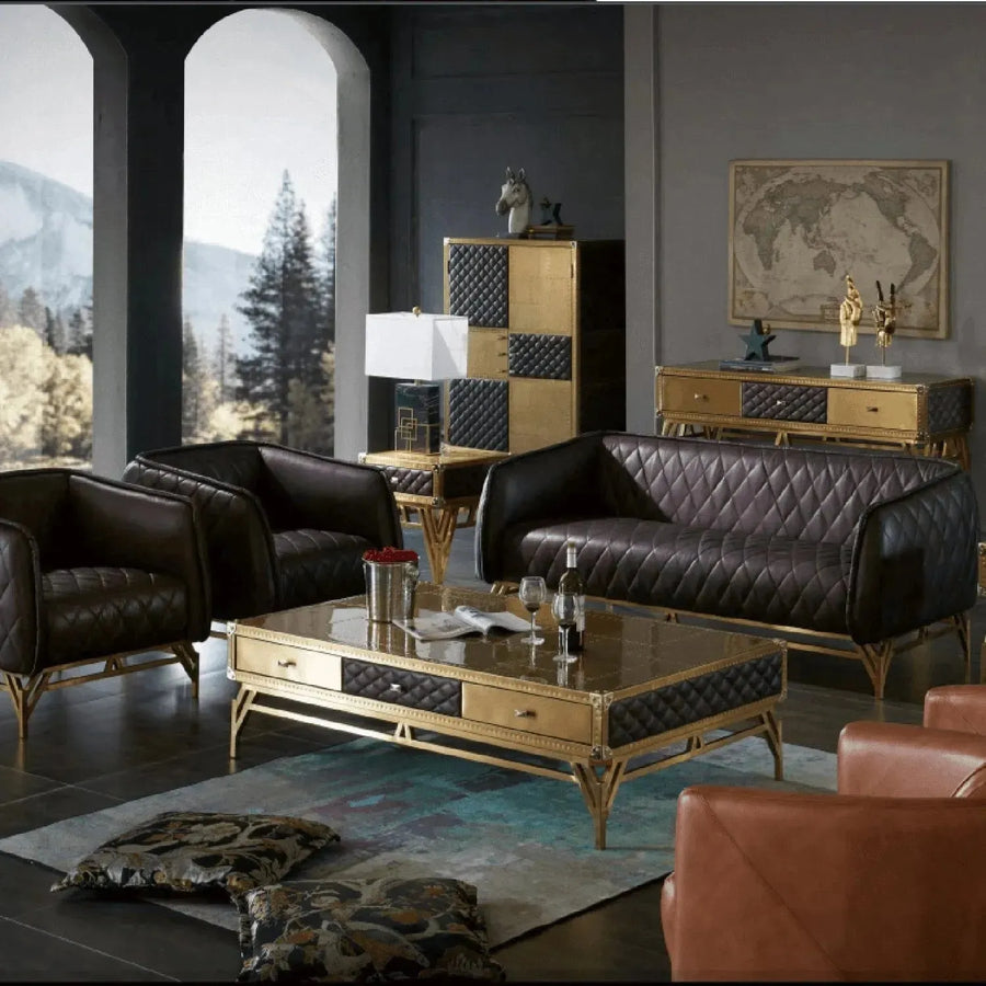 Vintage genuine leather storage cabinet osmond primary product view.