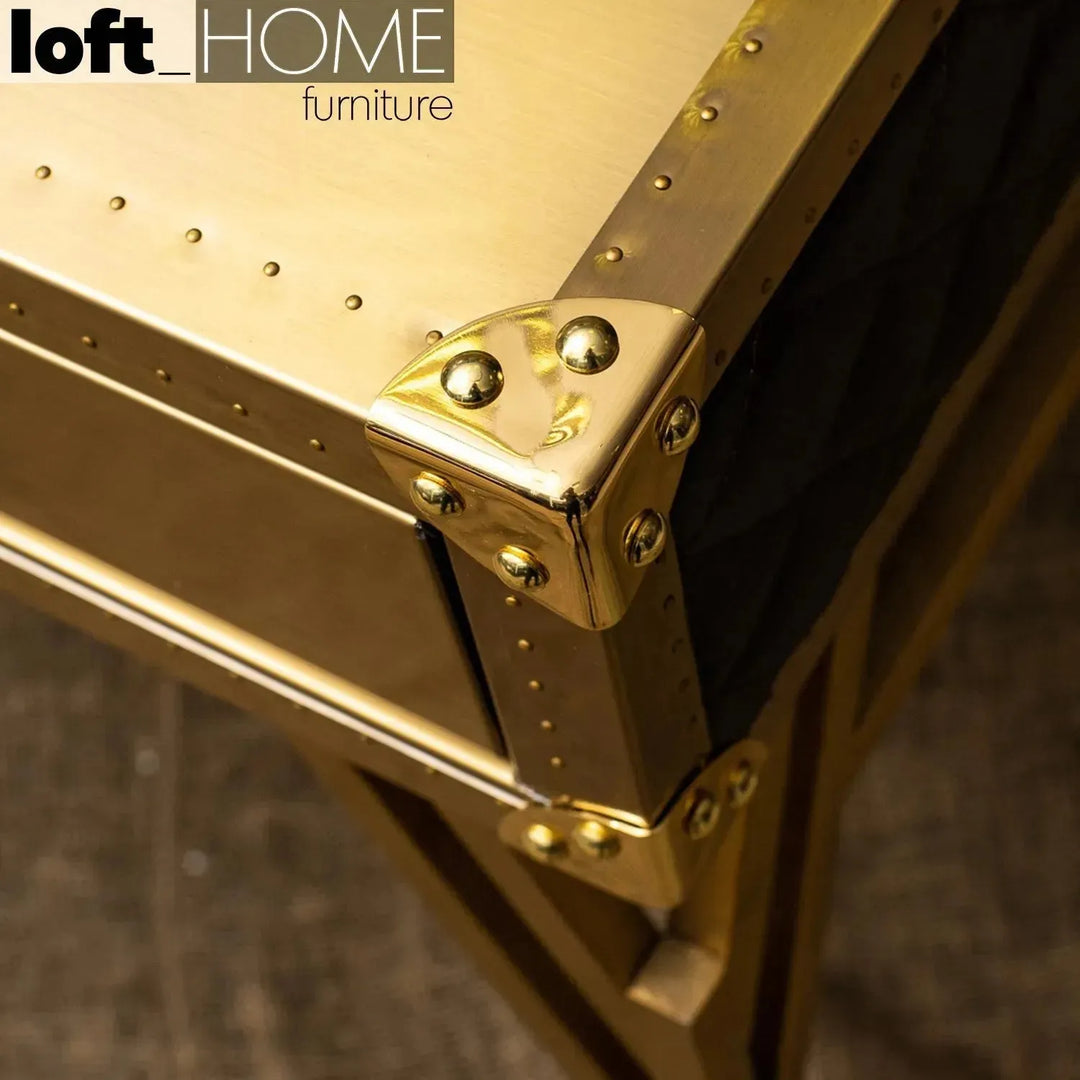 Vintage genuine leather study table osmond in panoramic view.