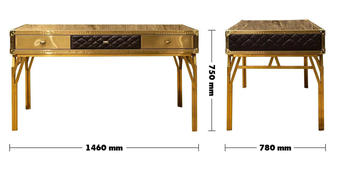 Vintage genuine leather study table osmond size charts.