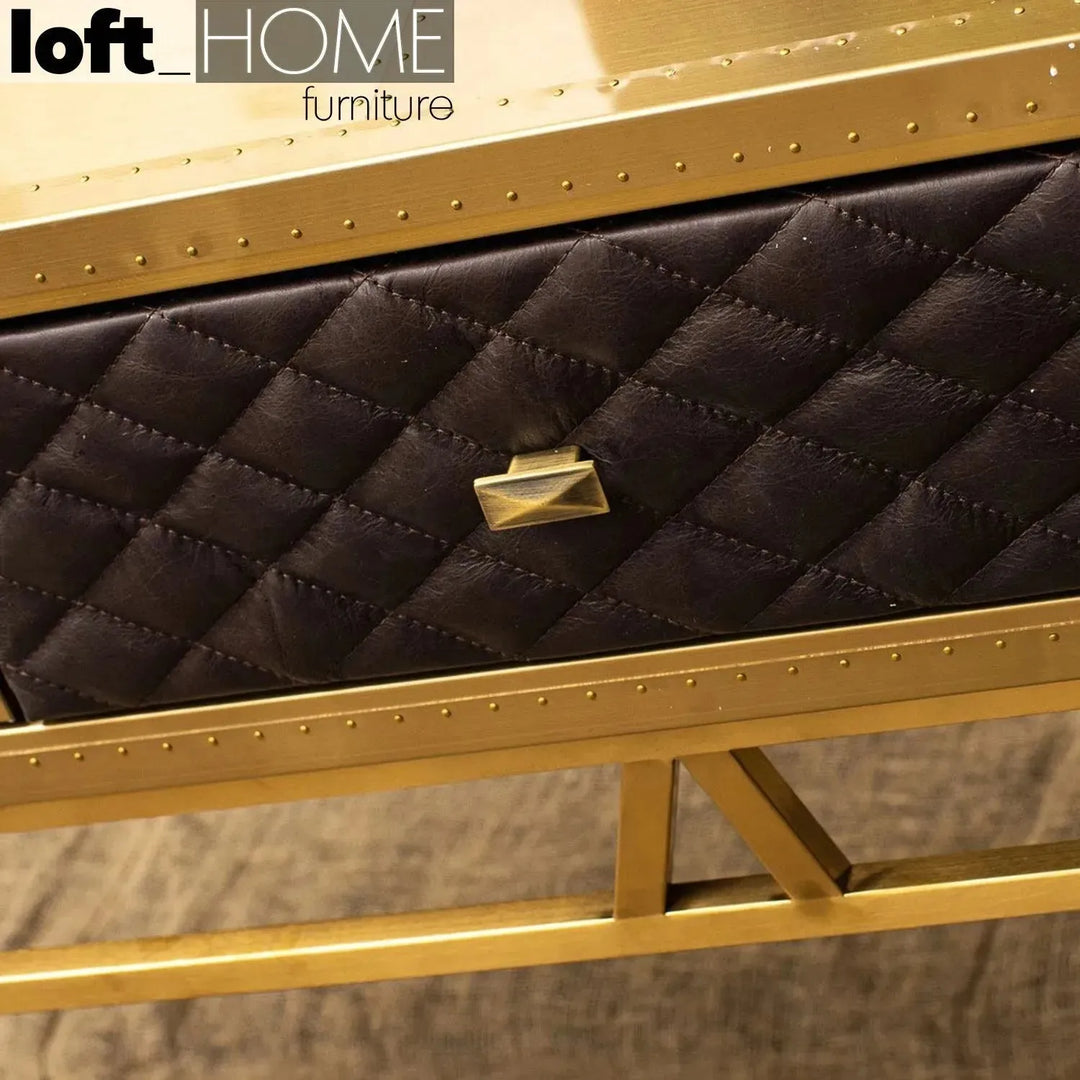 Vintage genuine leather study table osmond in still life.