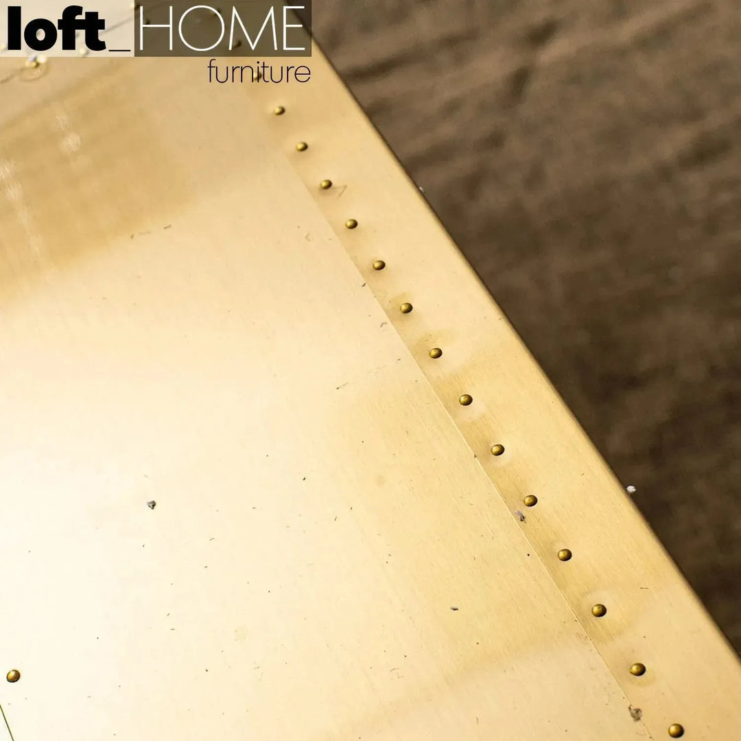 Vintage genuine leather tv console osmond in panoramic view.