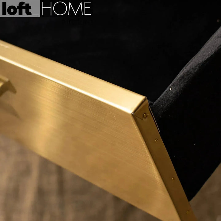 Vintage genuine leather tv console osmond in close up details.