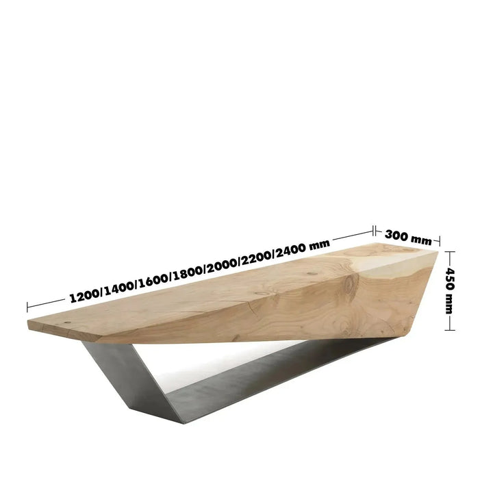Rustic wood bench wedge size charts.