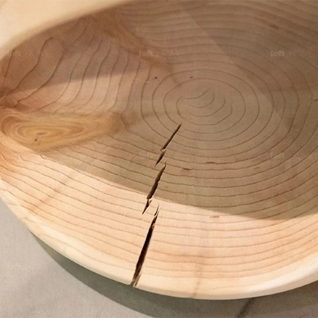 Rustic wood side table geppo in panoramic view.