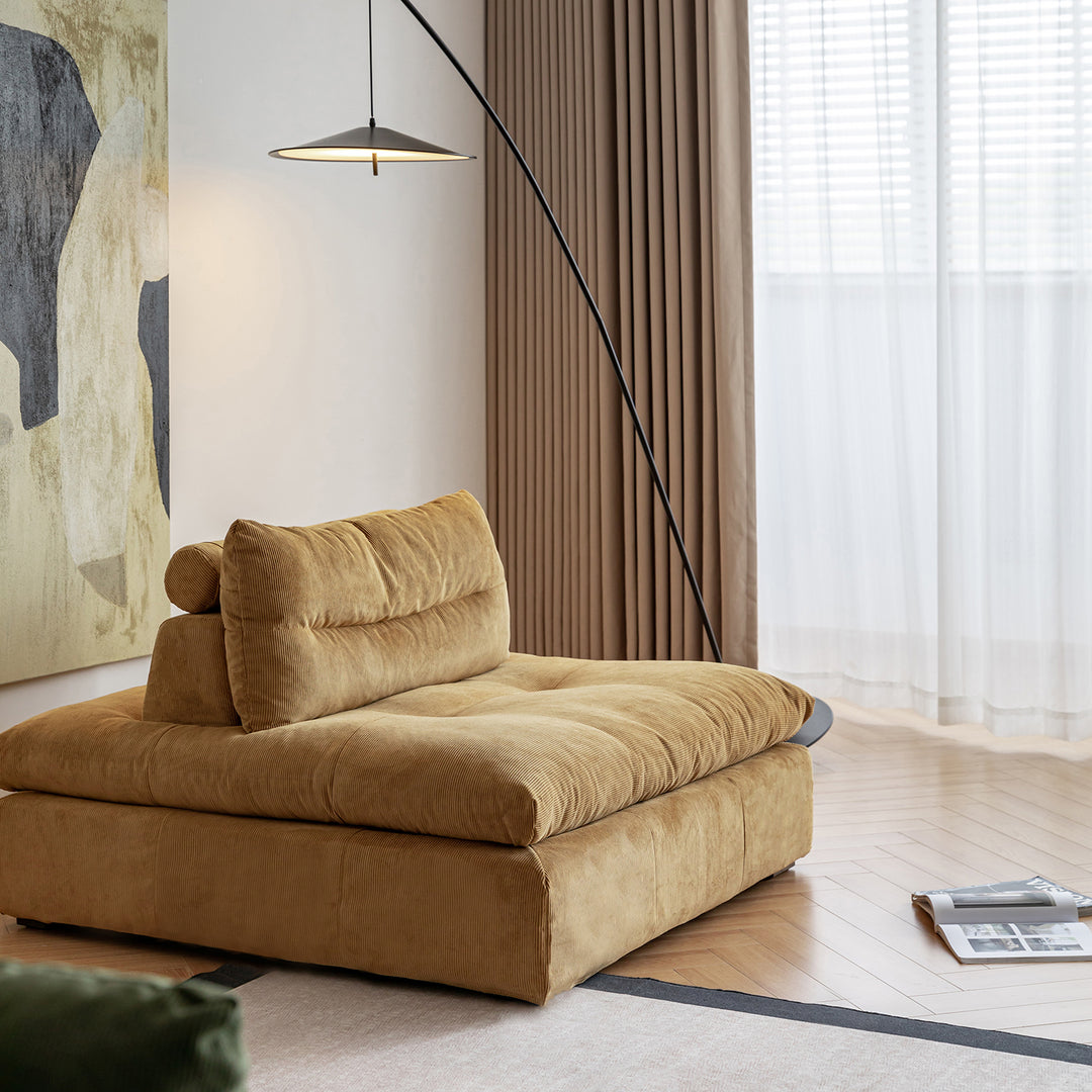 Scandinavian chenille velvet fabric modular 1 seater sofa detail 4.