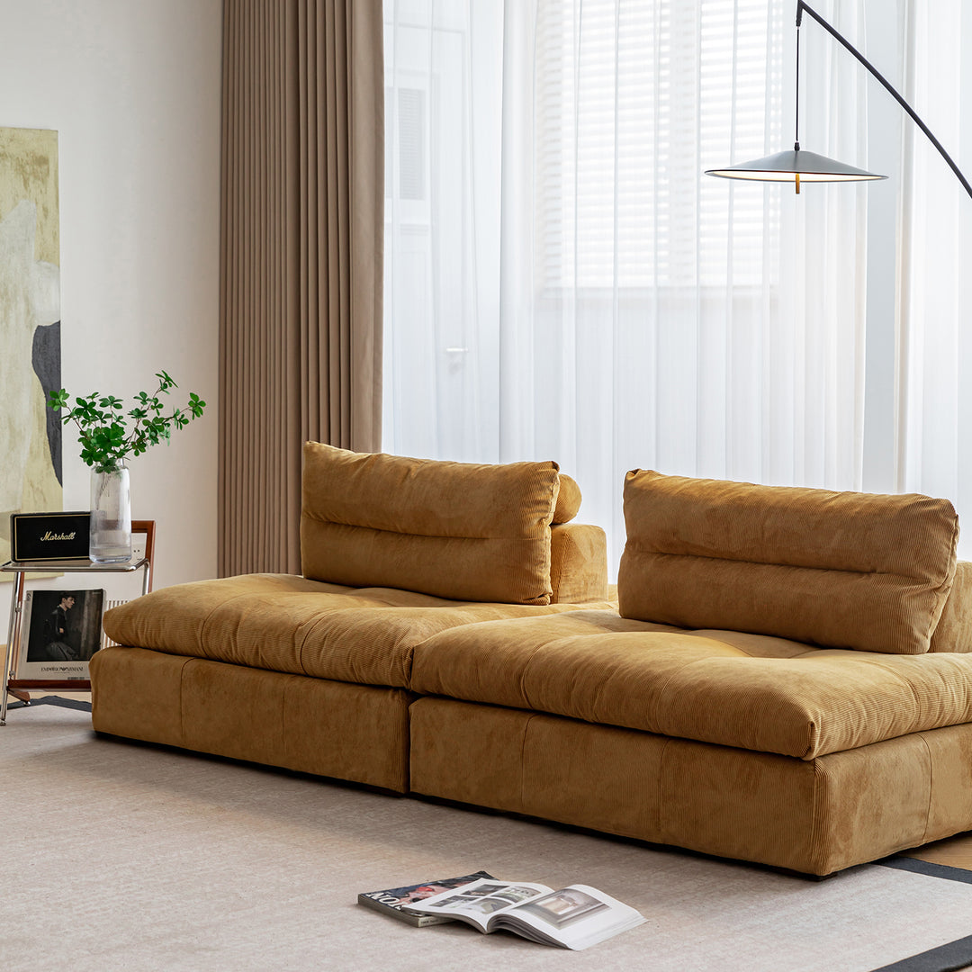 Scandinavian chenille velvet fabric modular 1 seater sofa detail 5.