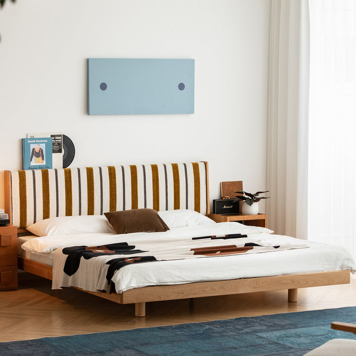 Scandinavian cherry wood bed les primary product view.