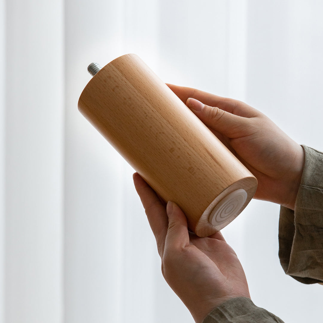 Scandinavian cherry wood bed les layered structure.