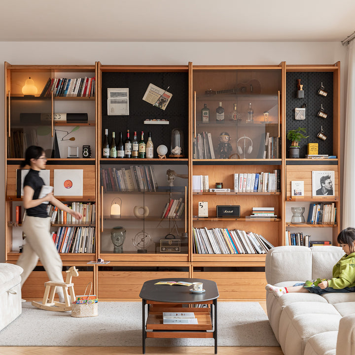 Scandinavian cherry wood bookshelf story primary product view.