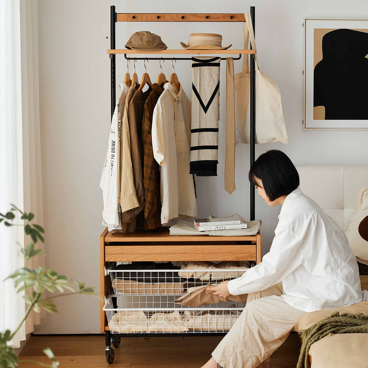 Scandinavian cherry wood clothes hanger cove size charts.