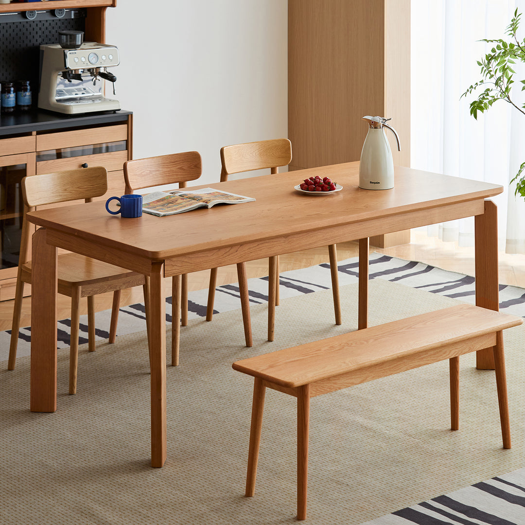 Scandinavian cherry wood dining table square primary product view.